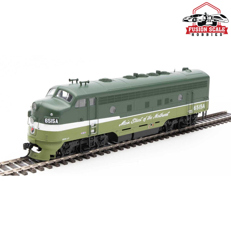 Walthers Mainline HO Scale EMD F7 A ESU Sound and DCC Northern Pacific #6515A (two-tone green, white, black)