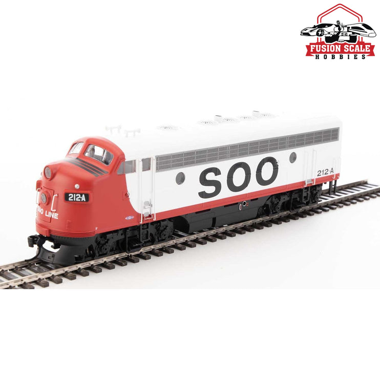 Walthers Mainline HO Scale EMD F7 A-B Set ESU Sound and DCC Soo Line #212A, #2201C (red, white, black)