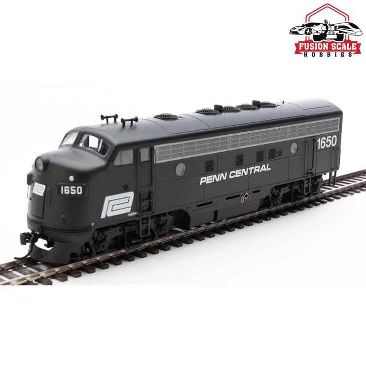 Walthers Mainline HO Scale EMD F7 A-B Set ESU Sound and DCC Penn Central #1650, #3460 (black, white)