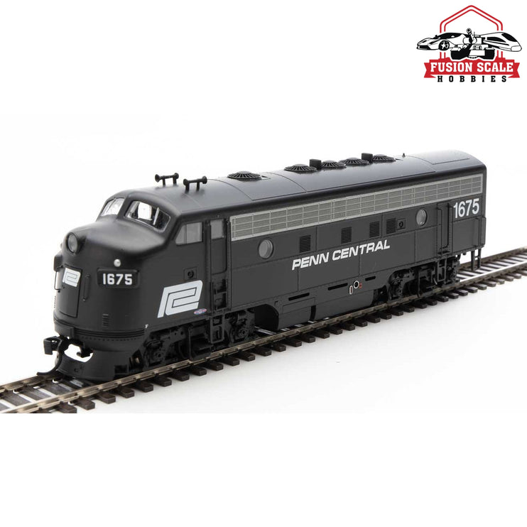 Walthers Mainline HO Scale EMD F7 A-B Set ESU Sound and DCC Penn Central #1675, #3479 (black, white)