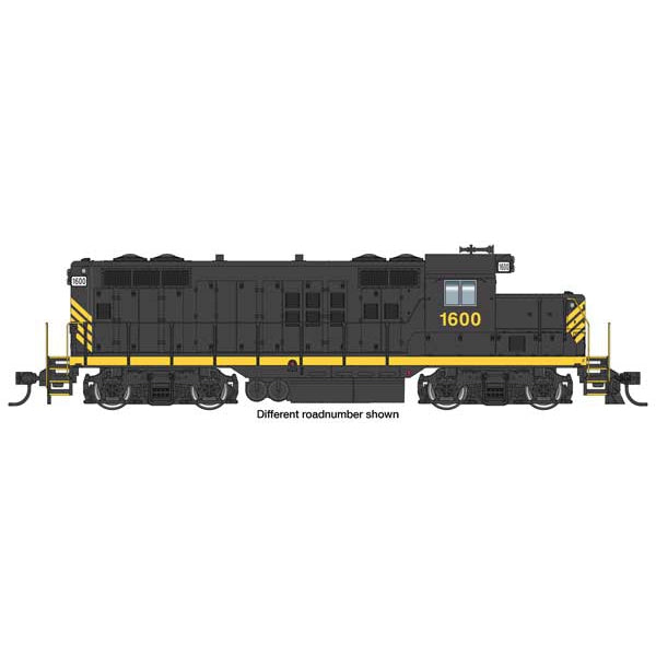Walthers Mainline HO Scale EMD GP9 Phase II Chopped Nose ESU LokSound Leased Unit #1606 (black w/yellow stripes numbered unlettered)