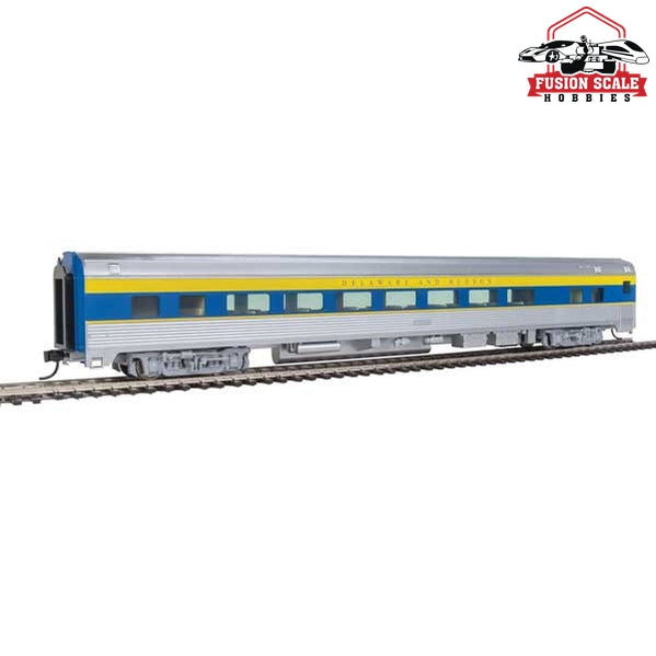 Walthers Mainline HO Scale 85' Budd Large-Window Coach Ready to Run Delaware & Hudson (silver, blue, yellow)