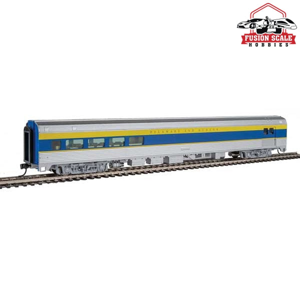 Walthers Mainline HO Scale 85' Budd Baggage-Lounge Ready to Run Delaware & Hudson (silver, blue, yellow)