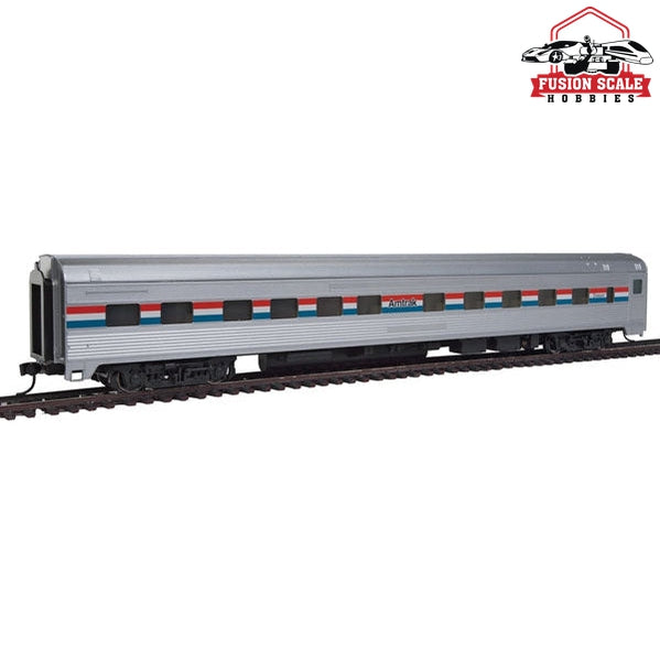 Walthers Mainline HO Scale 85' Budd 10-6 Sleeper Ready to Run Amtrak (Phase III; silver, Equal red, white, blue Stripes)