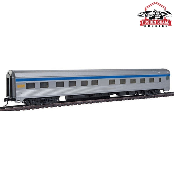 Walthers Mainline HO Scale 85' Budd 10-6 Sleeper Ready to Run Via Rail Canada (silver, blue, yellow)