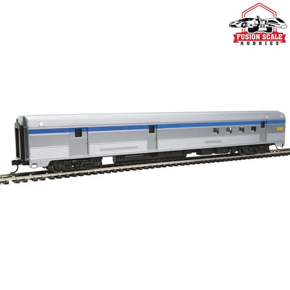 Walthers Mainline HO Scale 85' Budd Baggage-Railway Post Office Ready To Run Via Rail Canada (silver, blue, yellow)