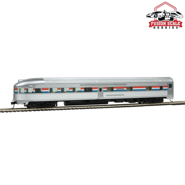 Walthers Mainline HO Scale 85' Budd Observation Ready To Run Amtrak(R) (Phase III; silver; Equal Red, White, Blue Stripes)