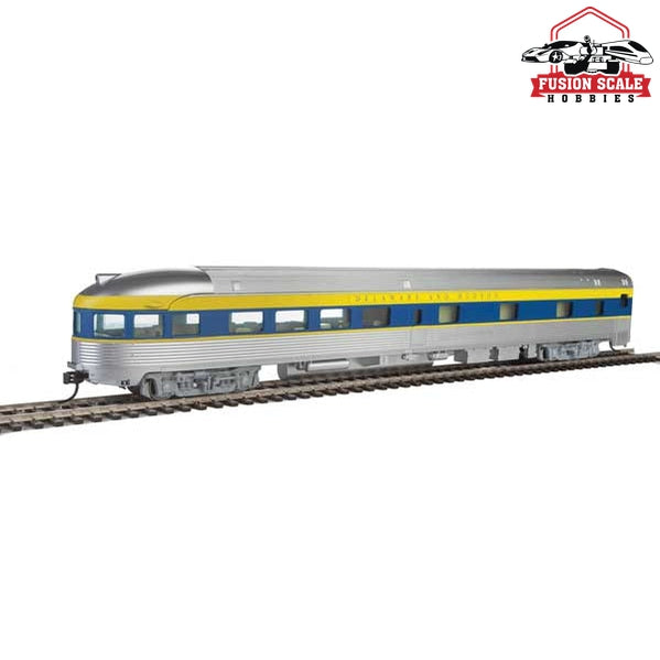 Walthers Mainline HO Scale 85' Budd Observation Ready To Run Delaware & Hudson (silver, blue, yellow)