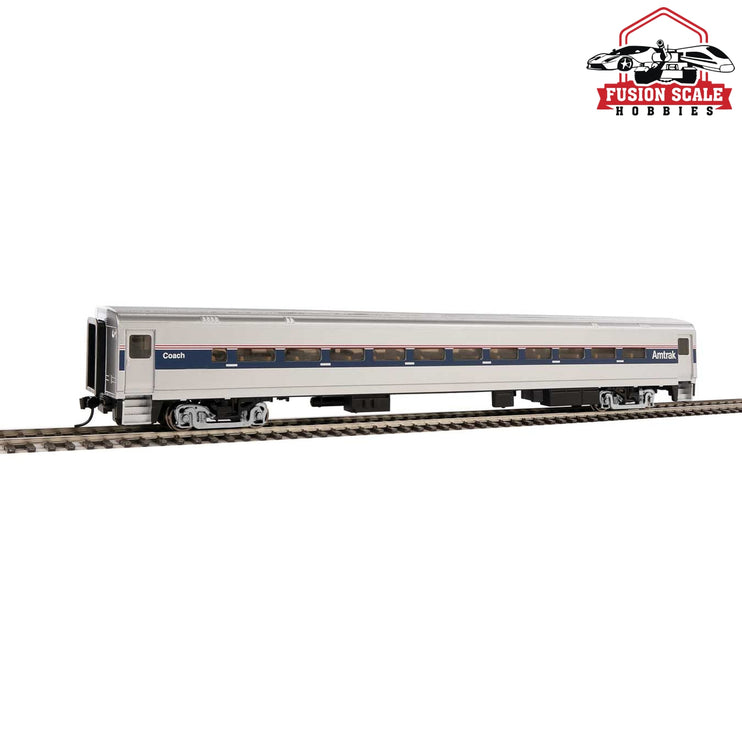 Walthers Mainline HO Scale 85' Horizon Fleet Coach Ready to Run Amtrak(R) (Phase IV; silver, Wide Blue, Thin Red and White Stripes)