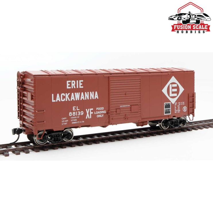 Walthers Mainline HO Scale 40' ACF Modernized Welded Boxcar w/8' Youngstown Door Ready to Run Erie-Lackawanna #88139