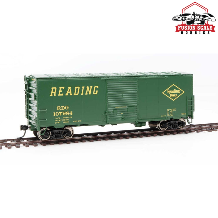 Walthers Mainline HO Scale 40' ACF Modernized Welded Boxcar w/8' Youngstown Door Ready to Run Reading #107984