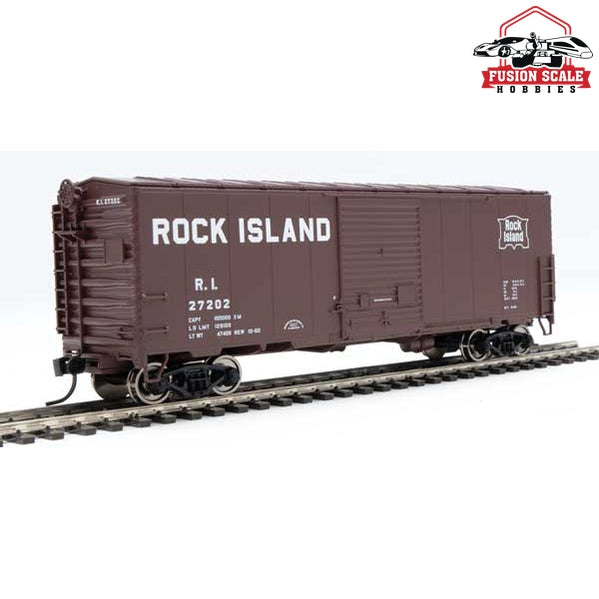 Walthers Mainline HO Scale 40' ACF Modernized Welded Boxcar w/8' Youngstown Door Ready to Run Rock Island #27202