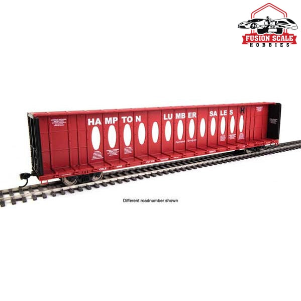 Walthers Mainline HO Scale 72' Centerbeam Flatcar w/Opera Windows Ready to Run Hampton Lumber CRLE #2566