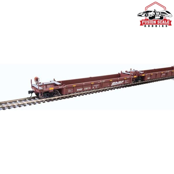 Walthers Mainline HO Scale Thrall 5-Unit Rebuilt 40' Well Car Ready to Run BNSF Railway #238116 A-E (Boxcar Red, white; Wedge Logo, Yellow Markings)