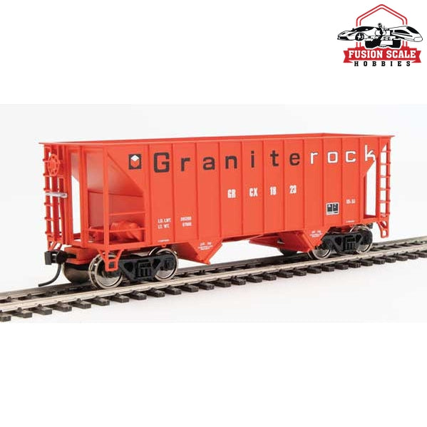 Walthers Mainline HO Scale 34' 100-Ton 2-Bay Hopper Ready to Run Granite Rock GRCX #1823