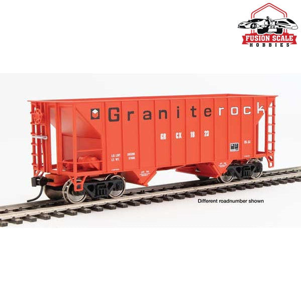 Walthers Mainline HO Scale 34' 100-Ton 2-Bay Hopper Ready to Run Granite Rock GRCX #1825