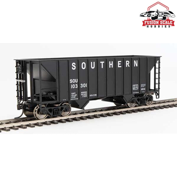 Walthers Mainline HO Scale 34' 100-Ton 2-Bay Hopper Ready to Run Southern Railway #103301 (black)