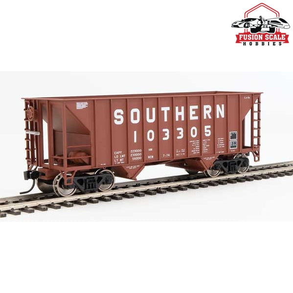 Walthers Mainline HO Scale 34' 100-Ton 2-Bay Hopper Ready to Run Southern Railway #103305 (brown)