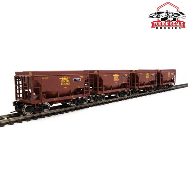 Walthers Mainline HO Scale 24' Minnesota Taconite Ore Car 4-Pack Ready To Run Duluth, Missabe & Iron Range T-Bird; #40002, 40016, 40028, 40033