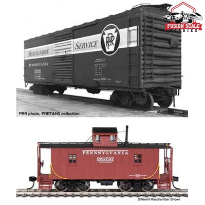 Walthers Proto HO Scale Pennsylvania Railroad Merchandise Service Freight Train Pennsylvania Railroad Set #3: 12 40' Rebuilt X29B Boxcars, N6B Caboose