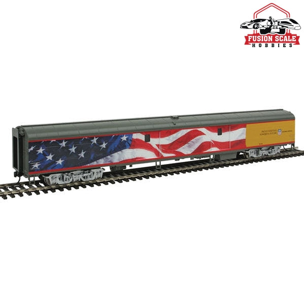 Walthers Proto HO Scale 85' ACF Baggage Car Union Pacific(R) Heritage Fleet - Ready to Run - Standard Union Pacific(R) #5769 (American Flag Scheme; Armour Yellow, gray)