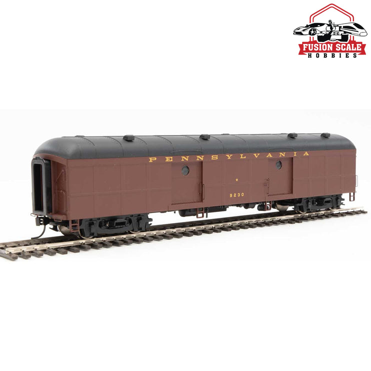 Walthers Proto HO Scale 60' Pennsylvania Class B60b Baggage Car w/Standard Doors Pennsylvania Railroad #9230 - Messenger Service (Tuscan, black, Dulux)