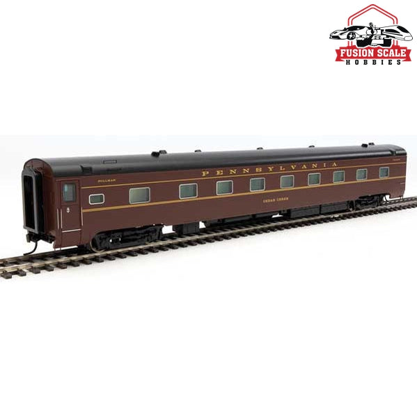 Walthers Proto HO Scale 85' Pullman-Standard 12-4 Sleeper Plan 4130 Pennsylvania Railroad Class PS124 Cedar Creek (Tuscan, black, Dulux)