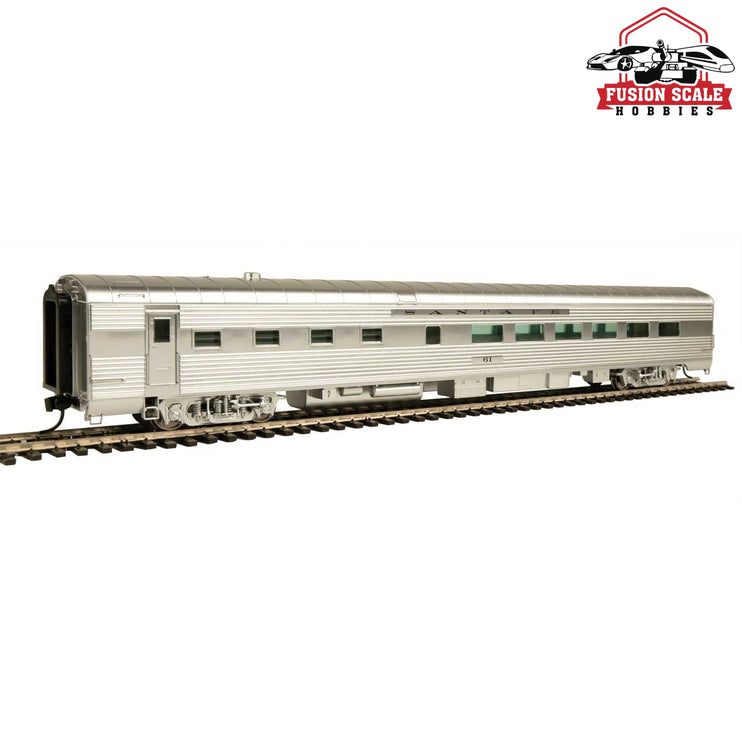 Walthers Proto HO Scale 85' Pullman Standard 36-Seat Diner - Ready to Run Santa Fe #61, Business Train (Real Metal Finish)