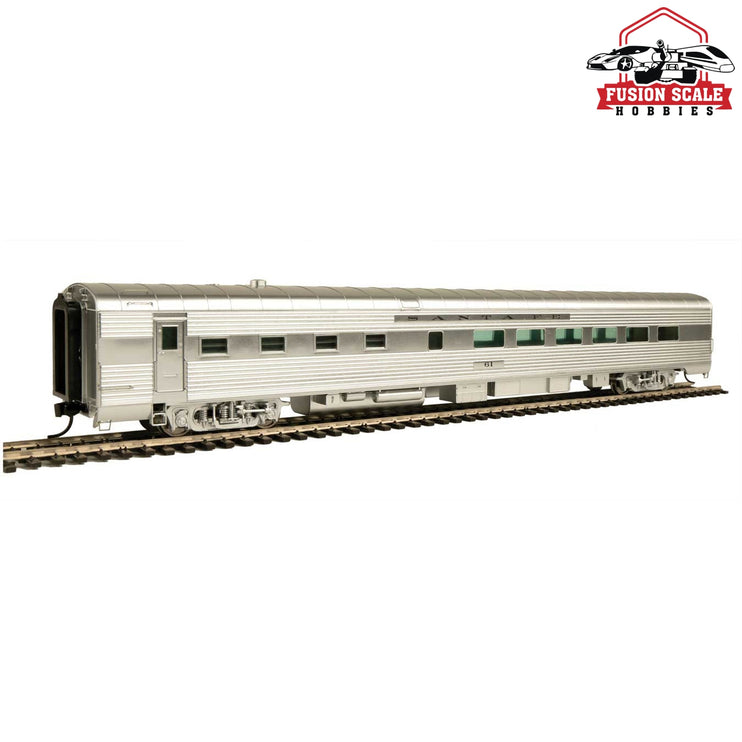 Walthers Proto HO Scale 85' Pullman-Standard 36-Seat Diner - Ready-to-Run - Lighted Santa Fe #61 (Business Train, Real Metal Finish)