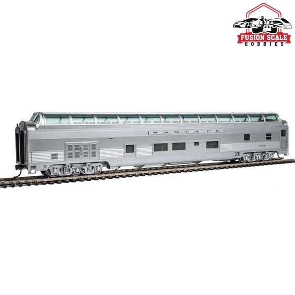 Walthers Proto HO Scale 85' Budd Big Dome Bar Lounge Dormitory - Ready-to-Run - Lighted Santa Fe (Real Metal Finish, Includes Decals)