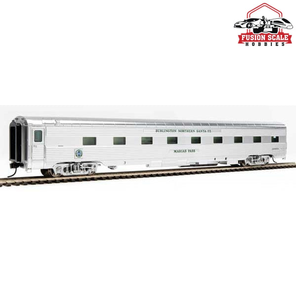 Walthers Proto HO Scale 85' Pullman-Standard Regal Series 4-4-2 Sleeper - Ready to Run BNSF #64 Marias Pass, Business Train (Real Metal Finish)