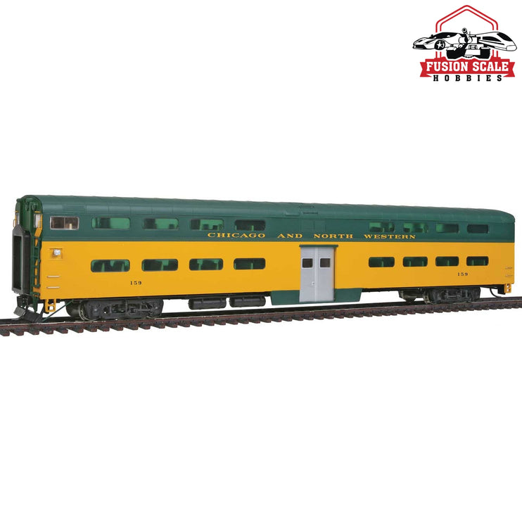 Walthers Proto HO Scale 85' Pullman-Standard Bi-Level Commuter Cab Car - Ready To Run Chicago & North Western(TM) #159  (yellow, green)