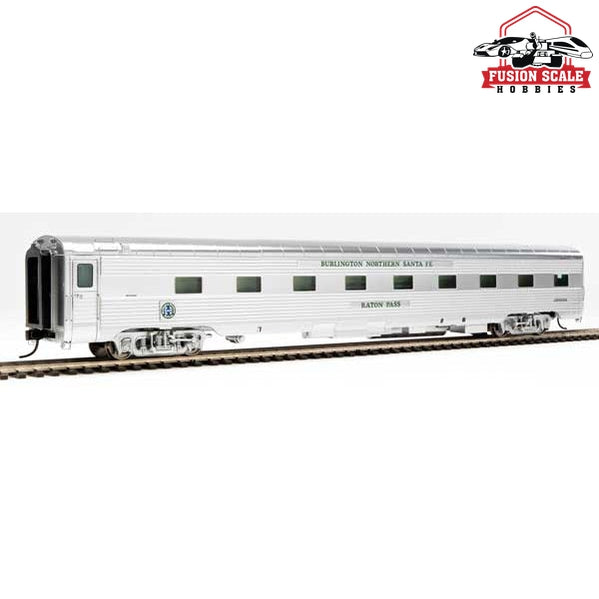 Walthers Proto HO Scale 85' Pullman-Standard Regal Series 4-4-2 Sleeper - Ready to Run Lighted - BNSF #65 Raton Pass, Business Train (Real Metal Finish)