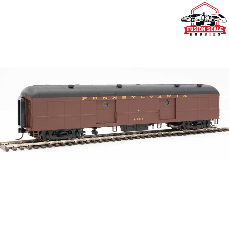 Walthers Proto HO Scale 60' Pennsylvania Class B60b Baggage Car w/Standard Doors Pennsylvania Railroad #9353 (2/54-9/62 Scheme, Tuscan, black, Messenger Star