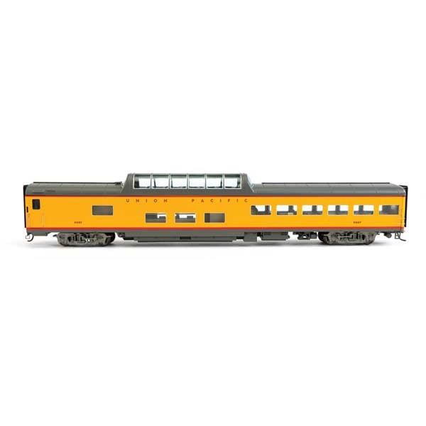 Walthers Proto 85' American Car & Foundry Dome Diner Union Pacific Standard with decals; (yellow, red, gray trucks)