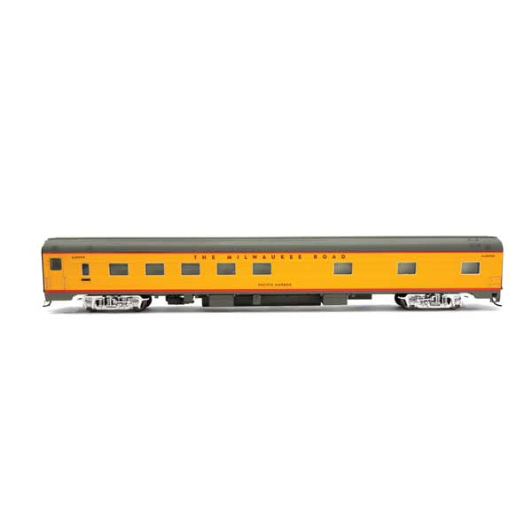 Walthers Proto 85' Budd Pacific Series 10-6 Sleeper Milwaukee Road Standard with decals (yellow, gray, red)