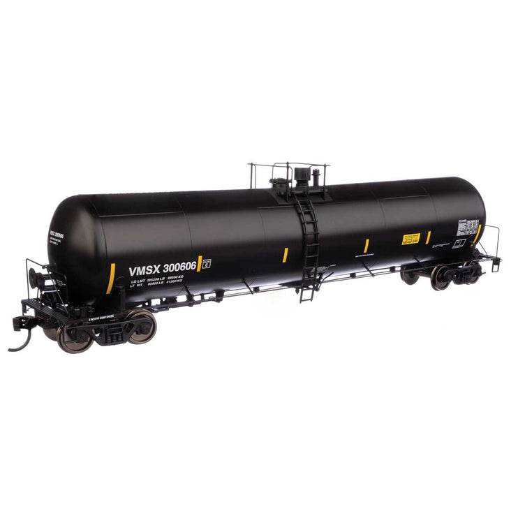 Walthers Proto 55' Trinity 30,145-Gallon Tank Car Valero Marketing & Supply VMSX #300606 (black, white, yellow marks)