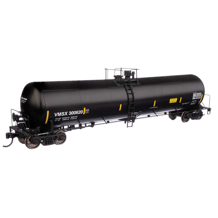 Walthers Proto 55' Trinity 30,145-Gallon Tank Car Valero Marketing & Supply VMSX #300620 (black, white, yellow marks)