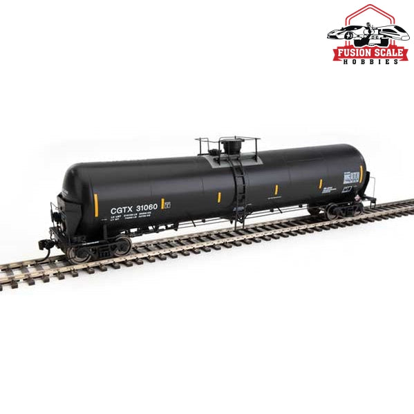 Walthers Proto HO Scale 55' Trinity Modified 30,145-Gallon Tank Car - Ready to Run GATX Rail Canada CGTX #31060 (black, white; yellow conspicuity marks)