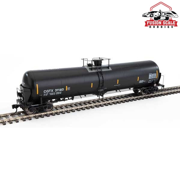 Walthers Proto HO Scale 55' Trinity Modified 30,145-Gallon Tank Car - Ready to Run GATX Rail Canada CGTX #31140 (black, white; yellow conspicuity marks)