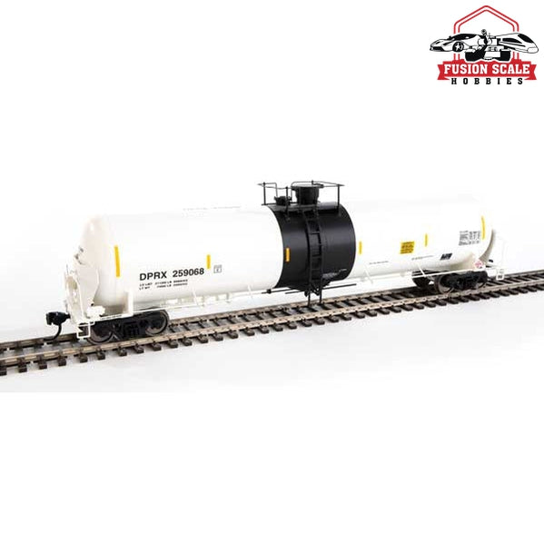 Walthers Proto HO Scale 55' Trinity Modified 30,145-Gallon Tank Car - Ready to Run PBF Holding Co. DPRX #259068 (white, black; yellow conspicuity marks)