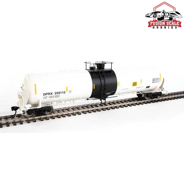 Walthers Proto HO Scale 55' Trinity Modified 30,145-Gallon Tank Car - Ready to Run PBF Holding Co. DPRX #259115 (white, black; yellow conspicuity marks)