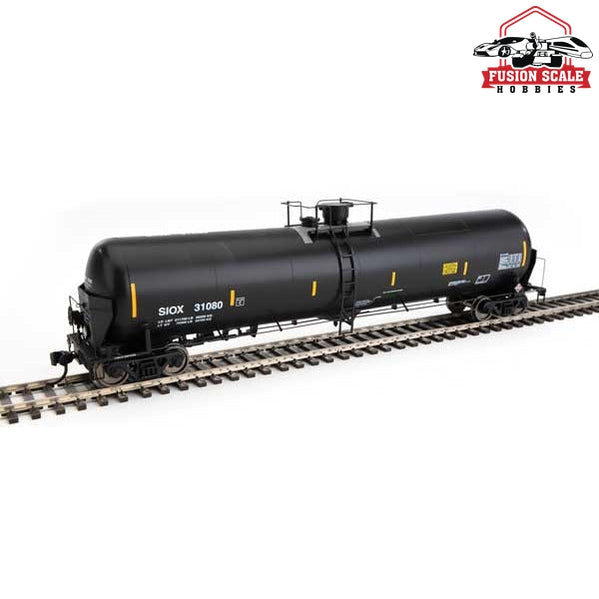 Walthers Proto HO Scale 55' Trinity Modified 30,145-Gallon Tank Car - Ready to Run Siouxland Ethanol SIOX #31080 (black, white, yellow conspicuity marks)