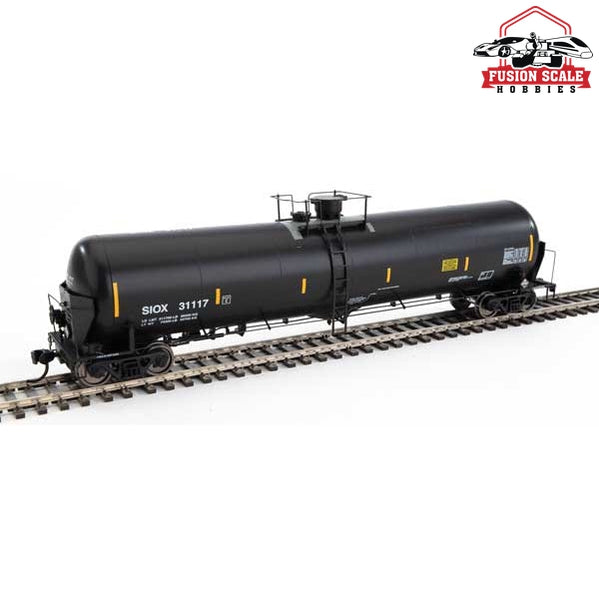 Walthers Proto HO Scale 55' Trinity Modified 30,145-Gallon Tank Car - Ready to Run Siouxland Ethanol SIOX #31117 (black, white, yellow conspicuity marks)