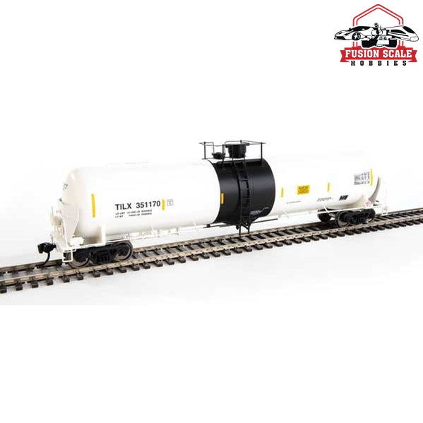 Walthers Proto HO Scale 55' Trinity Modified 30,145-Gallon Tank Car - Ready to Run Trinity Industries Leasing #351170 (white, black; Yellow Conspicuity Marks)