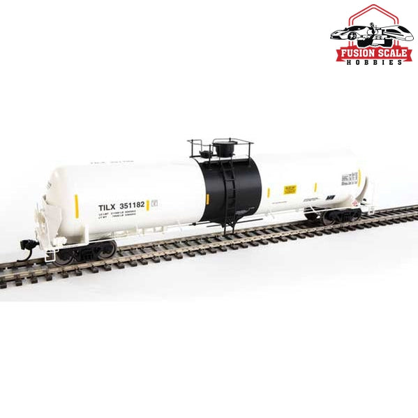 Walthers Proto HO Scale 55' Trinity Modified 30,145-Gallon Tank Car - Ready to Run Trinity Industries Leasing #351182 (white, black; Yellow Conspicuity Marks)