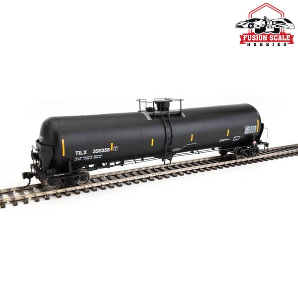 Walthers Proto HO Scale 55' Trinity Modified 30,145-Gallon Tank Car - Ready to Run Trinity Industries Leasing TILX #350356 (black, white, yellow)