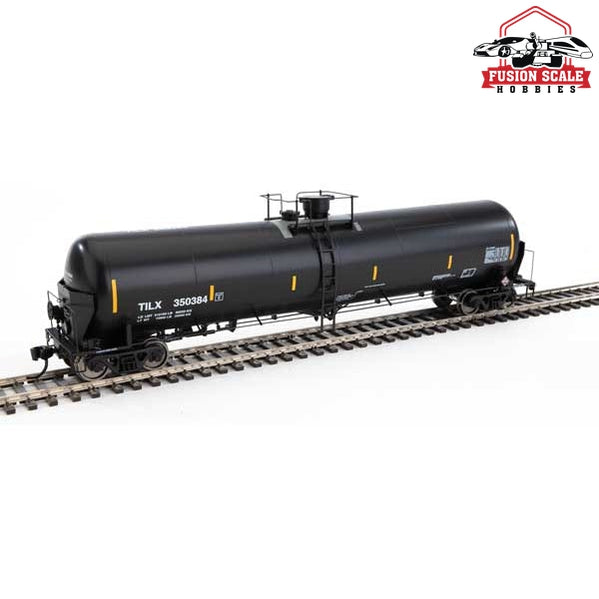 Walthers Proto HO Scale 55' Trinity Modified 30,145-Gallon Tank Car - Ready to Run Trinity Industries Leasing TILX #350384 (black, white, yellow)