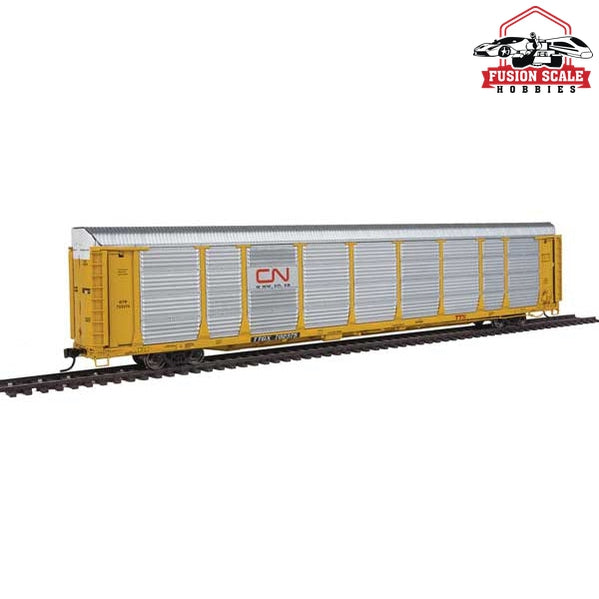 Walthers Proto HO Scale 89' Thrall Bi-Level Auto Carrier - Ready To Run Canadian National / GTW Rack & TTGX Flatcar #702375