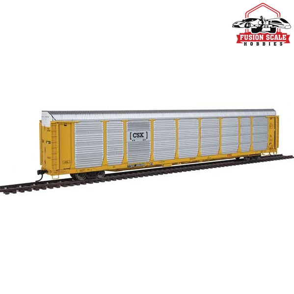 Walthers Proto HO Scale 89' Thrall Bi-Level Auto Carrier - Ready To Run CSX Rack - No Number, TTGX Flatcar #982366